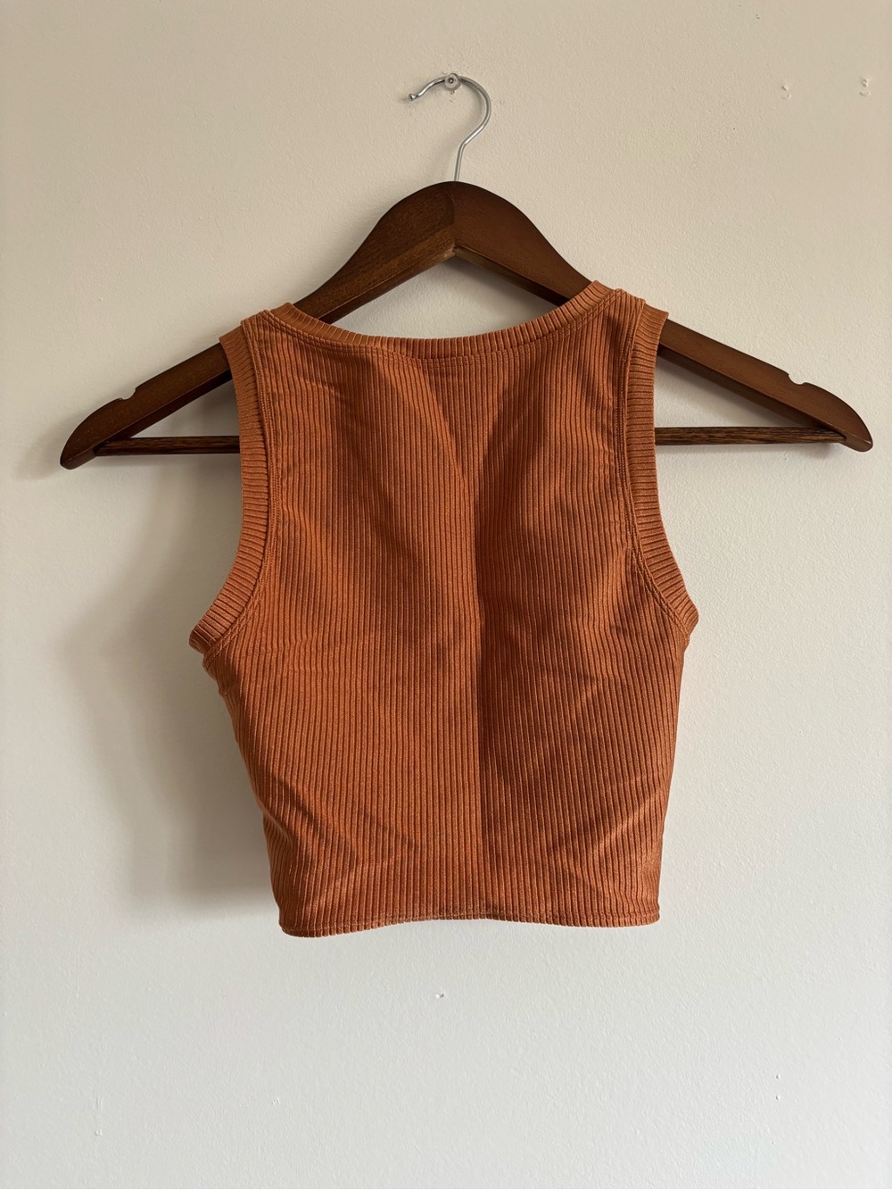 aerie Ribbed Twist-Front Crop Tank in Rust Orange - Picture 2 of 3